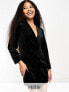 Фото #1 товара Miss Selfridge Petite going out velvet blazer dress in black