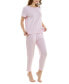 ფოტო #6 პროდუქტის Women's 2-Pc. Cropped Pointelle Pajamas Set