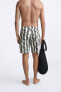 Long abstract print swimming trunks