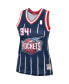 Фото #3 товара Women's Hakeem Olajuwon Navy Houston Rockets Hardwood Classics Swingman Jersey