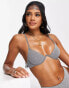 Фото #2 товара South Beach mix & match exaggerated wire bikini top in silver metallic