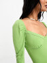 Фото #7 товара Glamorous long sleeve sweetheart neck bodysuit in green