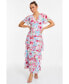 ფოტო #1 პროდუქტის Women's Chiffon Floral V-Neck Frill Maxi Dress