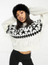 Фото #1 товара Threadbare Ski high neck printed jumper with fringing in monochrome