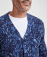 Фото #3 товара Men's Printed Cashmere V-Neck Cardigan Sweater, Created for Macy's