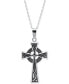 ფოტო #1 პროდუქტის Embossed Celtic Cross Pendant Necklace with Antique Finish in Sterling Silver