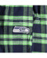 ფოტო #3 პროდუქტის Men's College Navy, Neon Green Seattle Seahawks Big and Tall Flannel Sleep Set