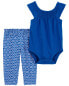 Фото #2 товара Baby 2-Piece Smocked Bodysuit Pant Set NB