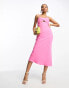 Фото #1 товара ASOS DESIGN washed cross bust midi dress with tie waist detail in pink