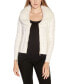 Фото #7 товара Black Label Women's Faux Fur Collared Cable Cardigan Sweater