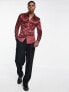 ASOS DESIGN skinny satin shirt in ox blood