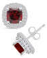 ფოტო #1 პროდუქტის Garnet (2-3/8 ct. t.w.) and Diamond (3/8 ct. t.w.) Halo Stud Earrings in 14K White Gold