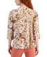Women's Printed 3/4 Sleeve V-Neck Embellished Top, Created for Macy's