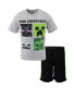 Фото #1 товара Boys Creeper Skeleton Zombie Enderman Graphic T-Shirt and Mesh Shorts Outfit Set to