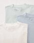 Topman 3 pack relaxed fit t-shirt in ecru, blue and green