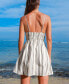 Women's Striped Waist Cutout & Tie Mini Beach Dress
