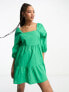 Фото #3 товара JDY puff sleeve mini smock dress in bright green