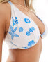 Фото #2 товара ASOS DESIGN Fuller Bust Island monowire bikini top in white & blue