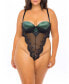 Фото #1 товара Plus Size Mold Cup High Leg Lingerie Teddy with Embroidery Detailing