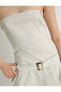 Фото #4 товара Mini Pileli Straplez Elbise Kemer Detaylı Slim Fit