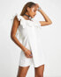 Фото #1 товара Reclaimed Vintage button front dress with broderie ruffle collar in white