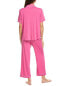 Flora By Flora Nikrooz 2Pc Knit Notch Collar Capri Pajama Set Women's