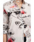 Women's Floral text shirt black|white, XSmall - фото #2