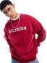 Фото #5 товара Tommy Hilfiger monotype embroidered sweatshirt in burgundy