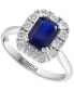 ფოტო #1 პროდუქტის EFFY® Sapphire (1-1/2 ct. t.w.) & Diamond (1/10 ct. t.w.) Halo Ring in 14k White Gold