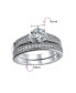 ფოტო #4 პროდუქტის 1.5CT Round Solitaire 6 Prong Milgrain AAA CZ Pave Anniversary Engagement Wedding Band Ring Set For Women .925 Sterling Silver Customizable