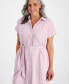 ფოტო #3 პროდუქტის Petite Crinkled Cotton Camp Shirt Dress, Created for Macy's
