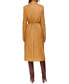 ფოტო #2 პროდუქტის Women's Double-Breasted Belted Faux-Leather Coat