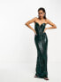 Фото #1 товара TFNC sequin bandeau maxi dress in emerald green