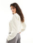 Vila textured cropped bomber jacket in cream