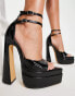 Фото #2 товара Ego Marshall double platform sandals with ankle strap in black