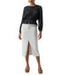 Women's Front-Slit Denim Midi Skirt