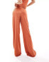 ASOS DESIGN co-ord plisse wide leg trousers in rust