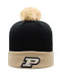 Фото #1 товара Men's Black, Gold Purdue Boilermakers Core 2-Tone Cuffed Knit Hat with Pom