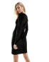 Фото #9 товара Pimkie velvet plunge mini dress in black