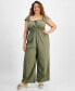 Trendy Plus Size Corset-Look Jumpsuit, Created for Macy's Зеленый, 1X - фото #1