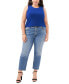 ფოტო #3 პროდუქტის Plus Size Crewneck Split Back Keyhole Tank Top