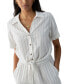 Фото #1 товара Women's Ocean Striped Button-Front Tie-Hem Shirt