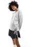 Фото #1 товара ASOS DESIGN sweatshirt with ribbon lace up detail in grey marl