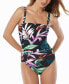 Фото #1 товара Women's One-Piece Ruched Floral-Print Swimsuit