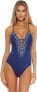 Becca by Rebecca Virtue 284842 Clare Plunge One Piece Swimsuit Marina, Size SM