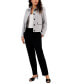 Women's Plaid Five-Button Pantsuit, Regular and Petite Sizes