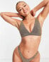 South Beach – Mix & Match – Triangel-Bikinioberteil in Metallic-Gold mit hohem Trägeransatz