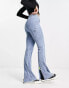 Фото #10 товара Urban Revivo bootcut flare denim jeans with graphic detailing in blue