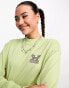 Vans high neck long sleeve back print t-shirt in green