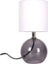 Lampa stołowa Ambiance Lampa stołowa z kloszem abażurem lampka nocna biała ze szklaną podstawą 25x12 cm